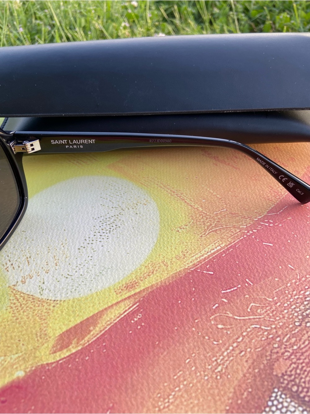 Saint Laurent Black Frame Sunglasses with Brown Lenses - Picture 5 of 7